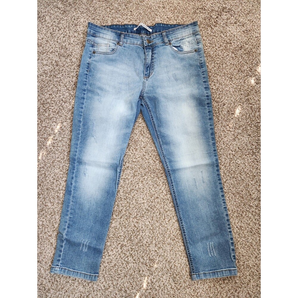 ROJADA Women's Size Eur 46 (US 16/18) Made In Egypt Distressed Denim Jeans